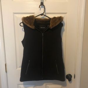 Marmot Winter Vest with Fur Lined Hood- Size Med